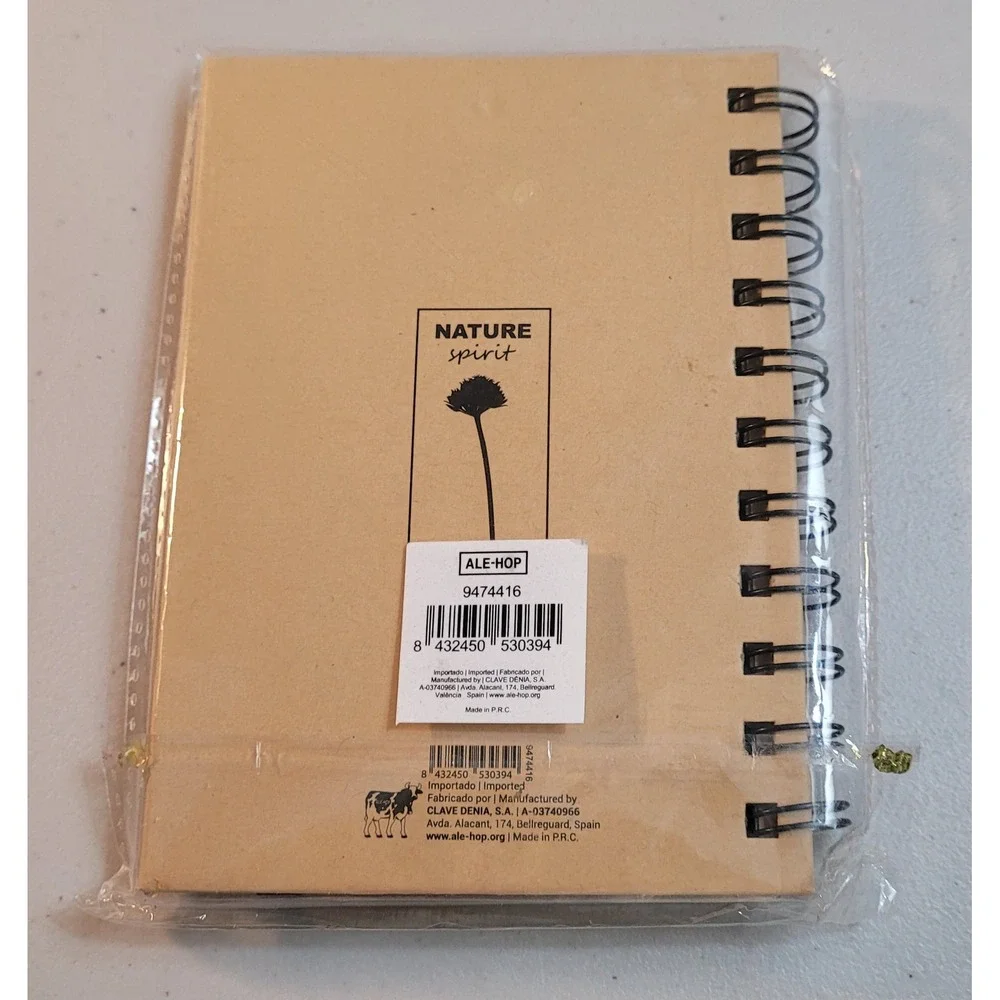 Ale-Hop Nature Spirit Spiral Notebook Tan Kraft Floral Small New Elastic Closure